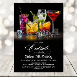 Colorful Cocktails Birthday Party Invitation