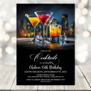 Colorful Cocktails Birthday Party Invitation