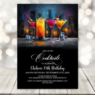 Colorful Cocktails Birthday Party Invitation