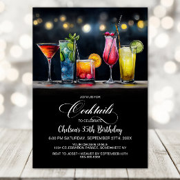 Colorful Cocktails Birthday Party Invitation