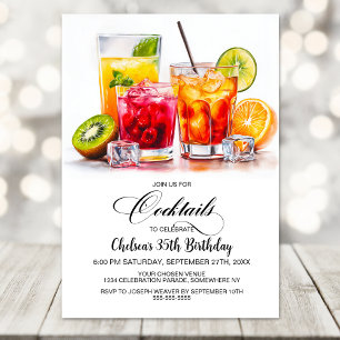 Colorful Cocktails Birthday Party Invitation