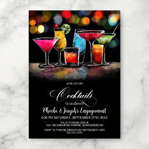 Colorful Cocktails Engagement Party Invitation