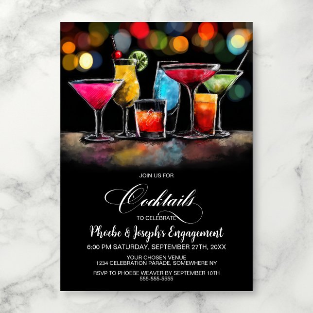 Colorful Cocktails Engagement Party Invitation (Creator Uploaded)