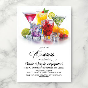 Colorful Cocktails Engagement Party Invitation