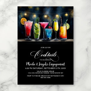 Colorful Cocktails Engagement Party Invitation