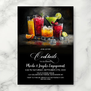 Colorful Cocktails Engagement Party Invitation