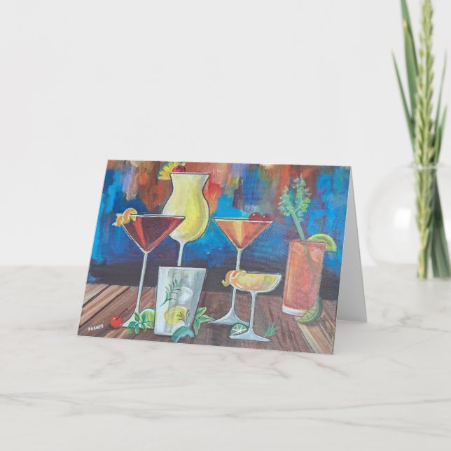 Colorful Cocktails Greeting Card (Front)