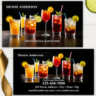 Colorful Cocktails Professional Bartender Business Card