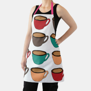 Colorful Coffee Cup Pattern  Apron
