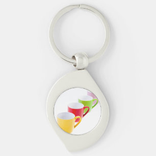Colorful Coffee Mugs Key Ring