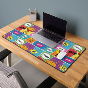 Colorful Comic Book Personalized Name Pop Art Desk Mat