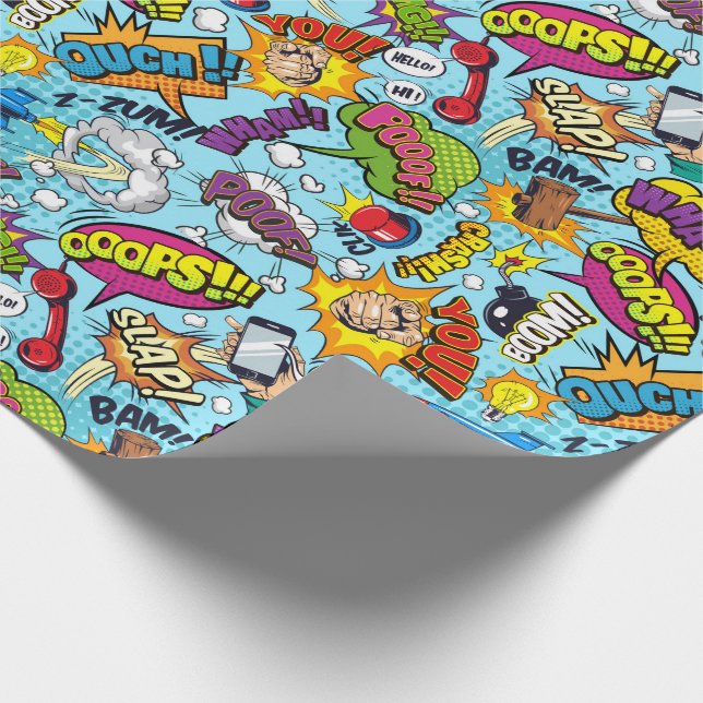 Colorful comic book themed pattern wrapping paper (Corner)