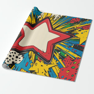 Colorful Comic Pop Art Starburst Explosion Wrapping Paper