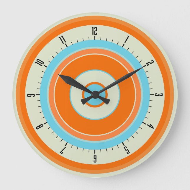 Colorful Concentric Circles 03 Large Clock (Front)