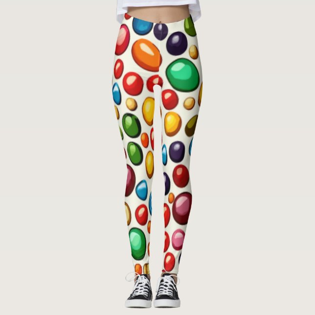 Colorful Confectionery: Round Candies Artwork Leggings (Front)