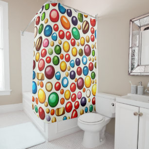 Colorful Confectionery: Round Candies Artwork Shower Curtain