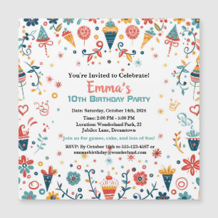 "Colorful Confetti Birthday Invitation