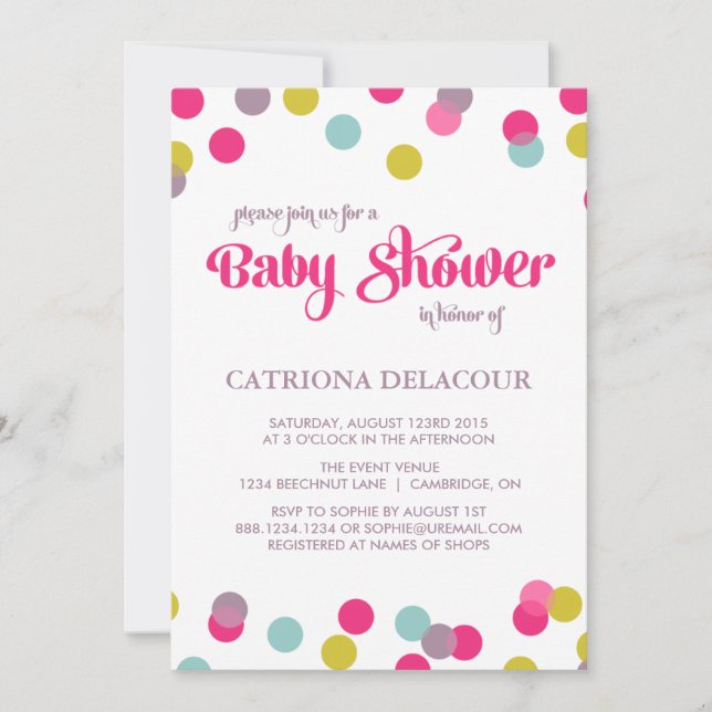 COLORFUL CONFETTI DOTS | BABY SHOWER INVITATION (Front)