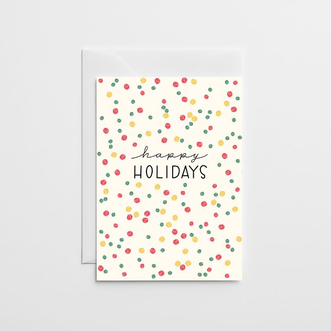 Colorful Confetti Dots Cream Paper Holiday Card (Creator Uploaded)