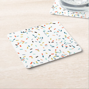 Colorful Confetti Fall Pattern Square Paper Coaster
