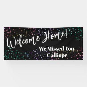 Colorful Confetti Festive Black Welcome Home Banner