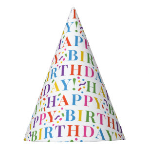 Colorful Confetti Happy Birthday Party Hat