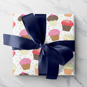 Colorful Confetti & Sprinkles Cupcakes Wrapping Paper