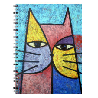 Colorful Contemporary Cubist Cat Art Notebook