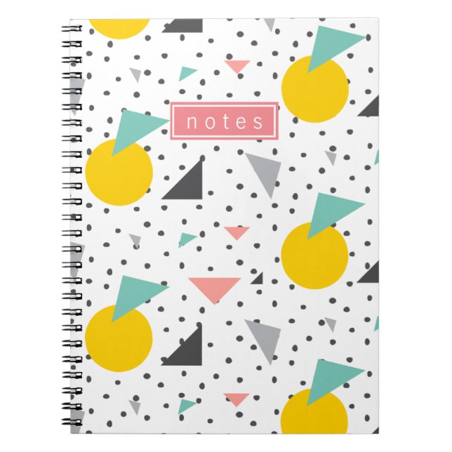 Colorful Cool Abstract Retro 90's Shape Pattern Notebook (Front)