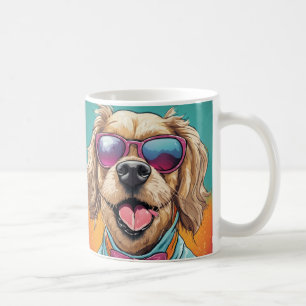 Colorful Cool Dog With Sunglasses Beach Vibes Mug