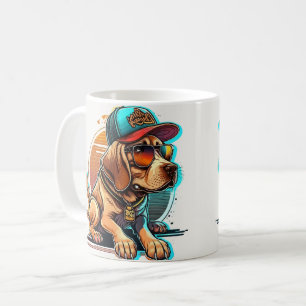 Colorful Cool Dog With Sunglasses Beach Vibes Mug