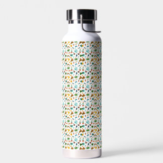 Colorful Cool Elements Pattern – Retro Summer Vibe Water Bottle