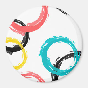 Colorful, cool, modern,trendy brush stroke circles magnet