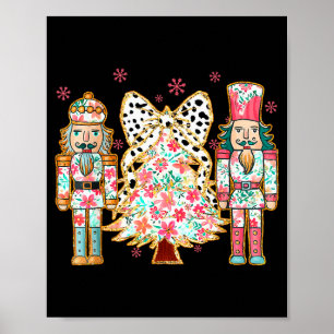 Colorful Coquette Bow Floral Nutcracker Christmas Poster
