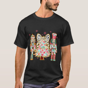 Colorful Coquette Bow Floral Nutcracker Christmas T-Shirt