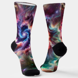 Colorful Cosmic Galaxy Swirl with Radiant Nebula Socks