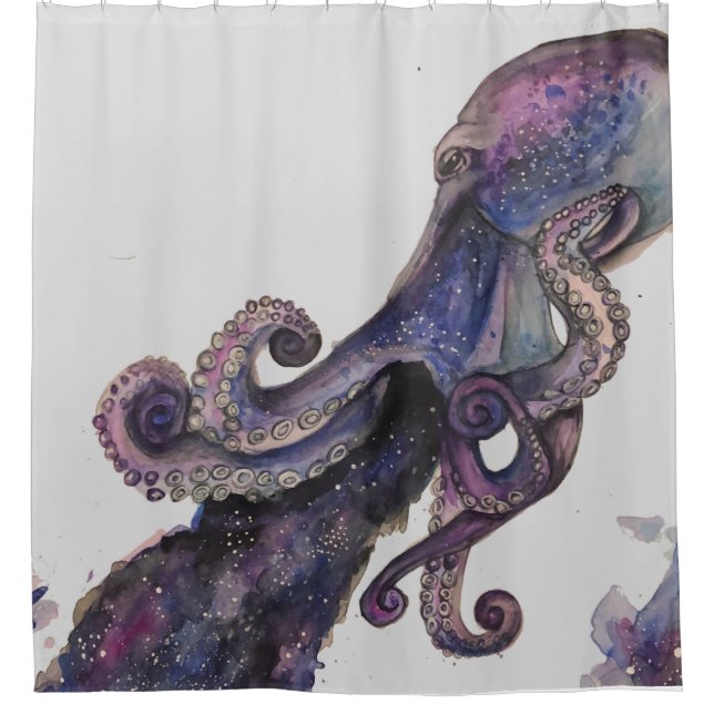 Colorful Cosmic Octopus Shower Curtain (Front)