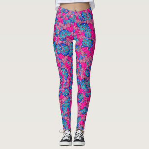 Colorful cosutme collage motif pattern leggings