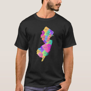 Colorful County Map Of New Jersey State United Sta T-Shirt