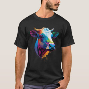 Colorful Cow Painting  Farmer or Fam Animal T-Shirt