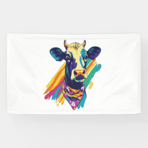 Colorful Cow , Rainbow Cow Design Banner
