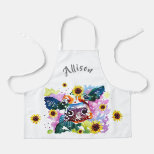 Colorful Cow with Sunflower Kids Personalized Apron