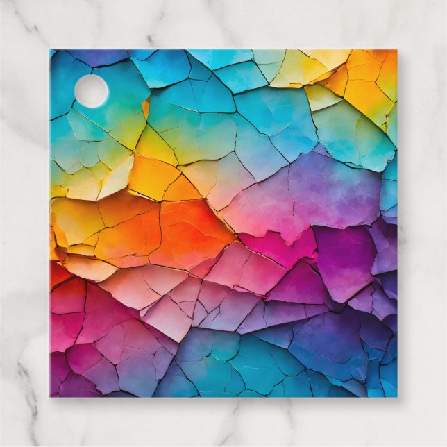 Colorful Crackle Paper Art Gift Tags (Front)