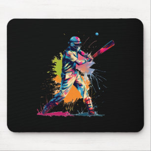 Colorful Cricketer Boy On Mens Cricket 1 Mouse Pad