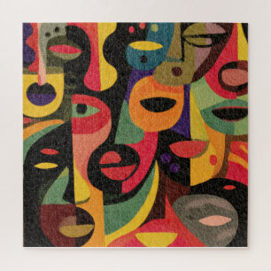 Colorful Cubism Abstract Faces Puzzle