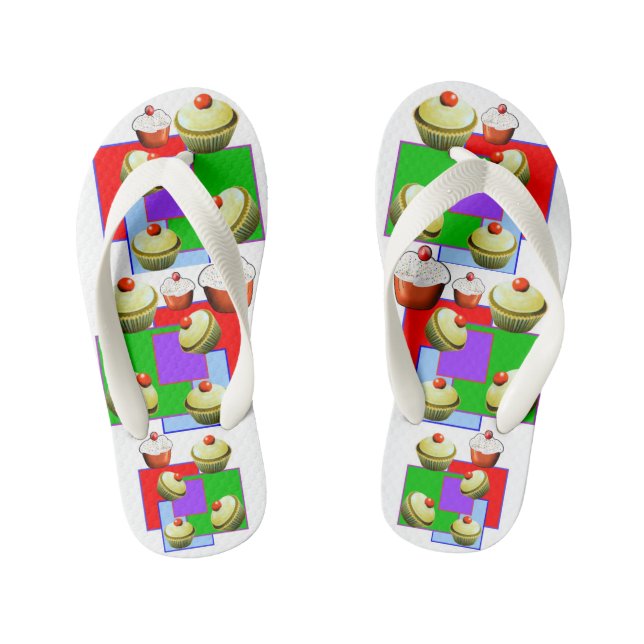 Colorful Cup Cakes Kids Kid's Jandals (Footbed)