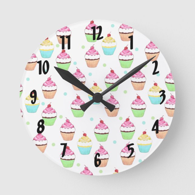 Colorful Cupcakes Wall Clock (Front)