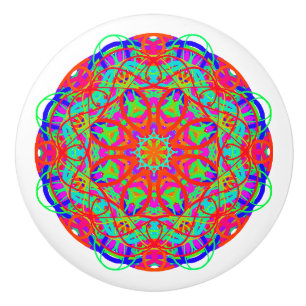 Colorful Curve Mandala Boho Ceramic Knob