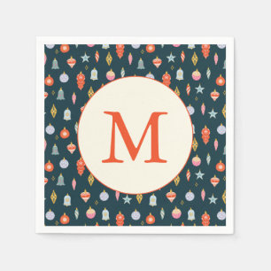 Colorful Custom Christmas Holiday Monogram Napkin