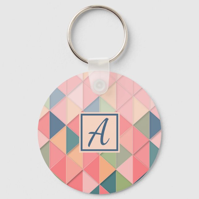 Colorful Custom Monogram Key Ring (Front)